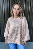 Shiny Peach Leopard Sweater