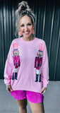 Pink Sequin Nutcracker Sweater