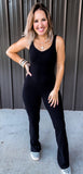 Black Full Length Flare Bodysuit