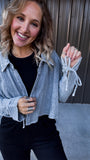 Grey Gauze Crop Flannel