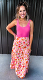 Pink Floral Maxi Skirt