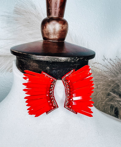 Red Frayed Earrings