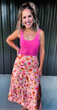 Pink Floral Maxi Skirt