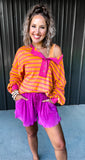 Pink & Orange Striped Top