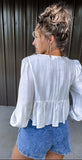 Eyelet Cream Front Tie Top