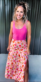 Pink Floral Maxi Skirt