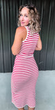 Red & White Striped Bodycon Dress