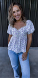 Lavender Floral & Lace Top