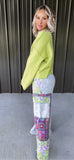 Grey Floral & Crochet Design Lounge Pants