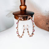 Pink & Peach Rhinestone Hoop Earrings