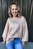 Shiny Peach Leopard Sweater