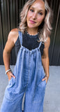 Denim Tie Flowy Jumpsuit