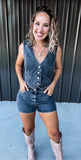 Vintage Black Denim Romper