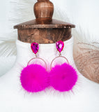 Hot Pink Pom Earrings