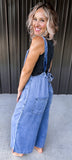 Denim Tie Flowy Jumpsuit