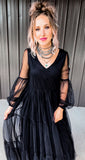 Black Sheer Midi Dress