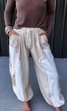 Pol Embroidered Cream Gauze Joggers