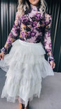 Tulle & Lace Cream MIDI Skirt