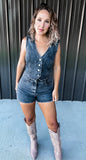 Vintage Black Denim Romper