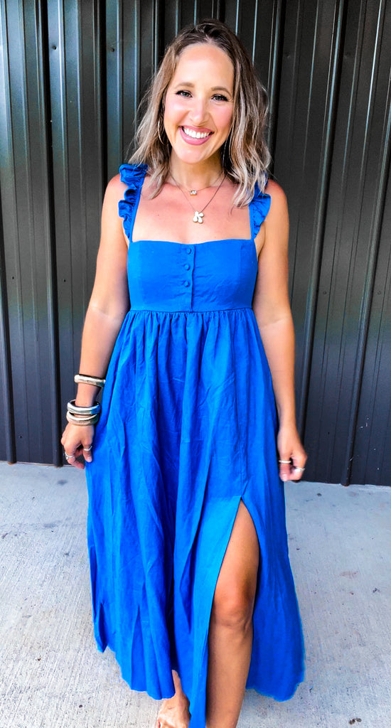 Royal Blue Midi Dress The Broken Levee Boutique Royal Blue Midi Dress The Broken Levee Boutique