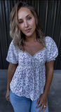 Lavender Floral & Lace Top