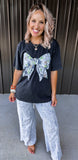 Charcoal Grey Camo Bow Tee