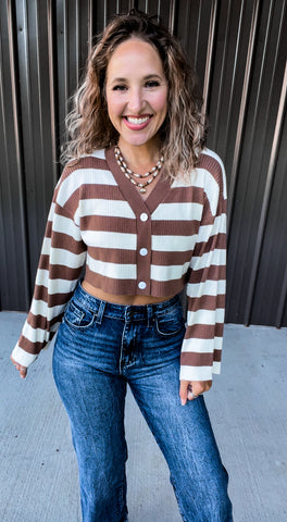 Striped Crop Cardigan