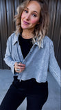 Grey Gauze Crop Flannel