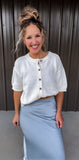 Cream Button Down Knit Top