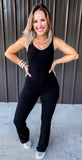 Black Full Length Flare Bodysuit