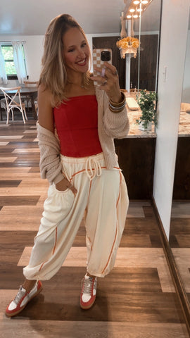 Pol Cream & Red Stitch Joggers