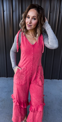 Coral Crochet Jumpsuit