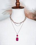 Hot Pink Gem Necklace