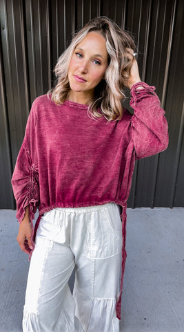 Maroon Vintage Side Ties Top