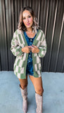 Olive & Khaki Checkered Cardigan