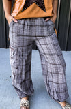 Vintage Brown Striped Jogger Style Pants