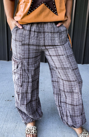 Vintage Brown Striped Jogger Style Pants