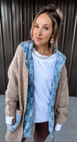 Khaki & Denim Checkered Cardigan