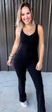 Black Full Length Flare Bodysuit