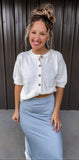 Cream Button Down Knit Top