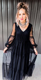 Black Sheer Midi Dress