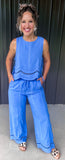 Blue Eyelet Pants