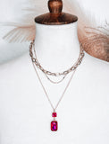 Hot Pink Gem Necklace