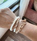 White Tones Bracelet Stack