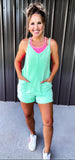 Vintage Teal Green Romper