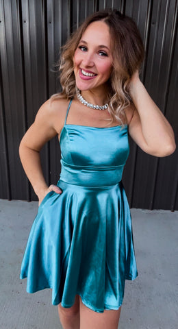 Teal Silky Dress