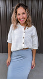 Cream Button Down Knit Top