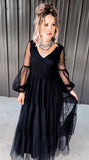 Black Sheer Midi Dress