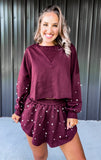 Maroon Pearl Skort Set