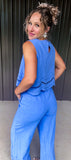 Blue Eyelet Pants